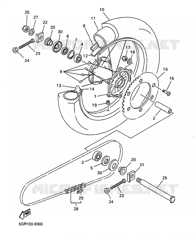ACHTERWIEL Yamaha MOTO 400 1999 YZF  YZ400F