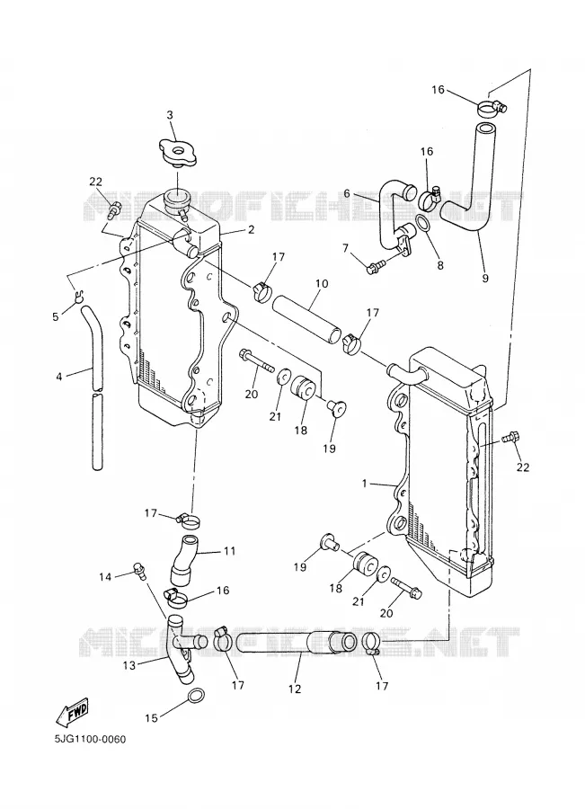 RADIATEUR / SLANG Yamaha MOTO 426 2001 YZF  YZ426FN