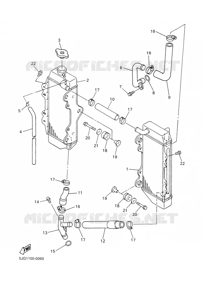 RADIATEUR / SLANG Yamaha MOTO 426 2001 YZF  YZ426FN