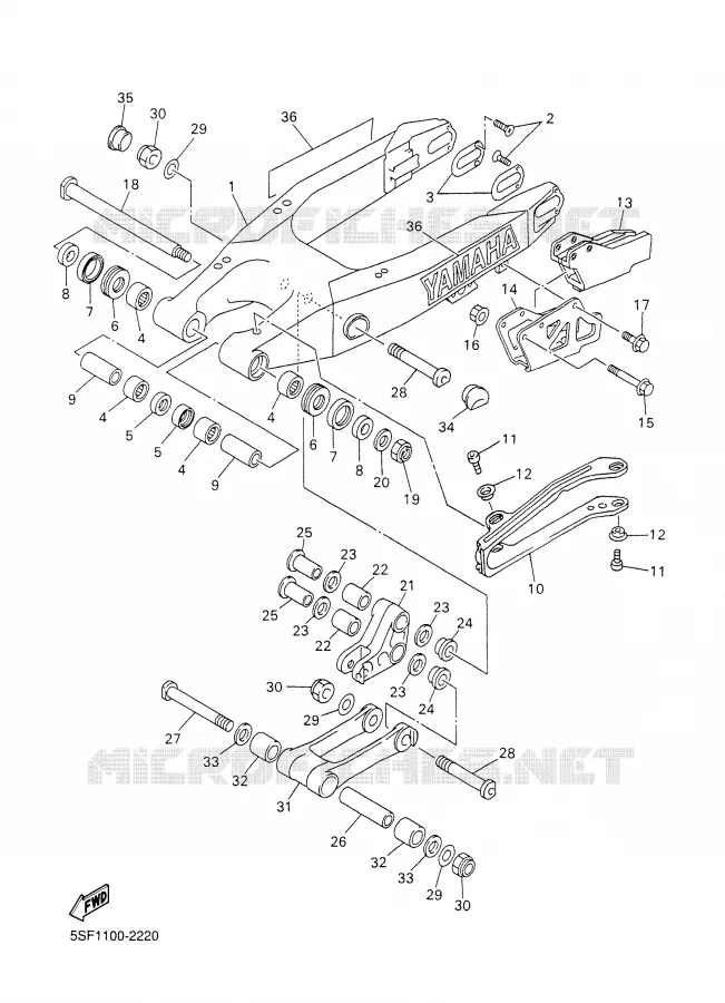 ACHTERBRUG Yamaha MOTO 426 2002 YZF  YZ426FP