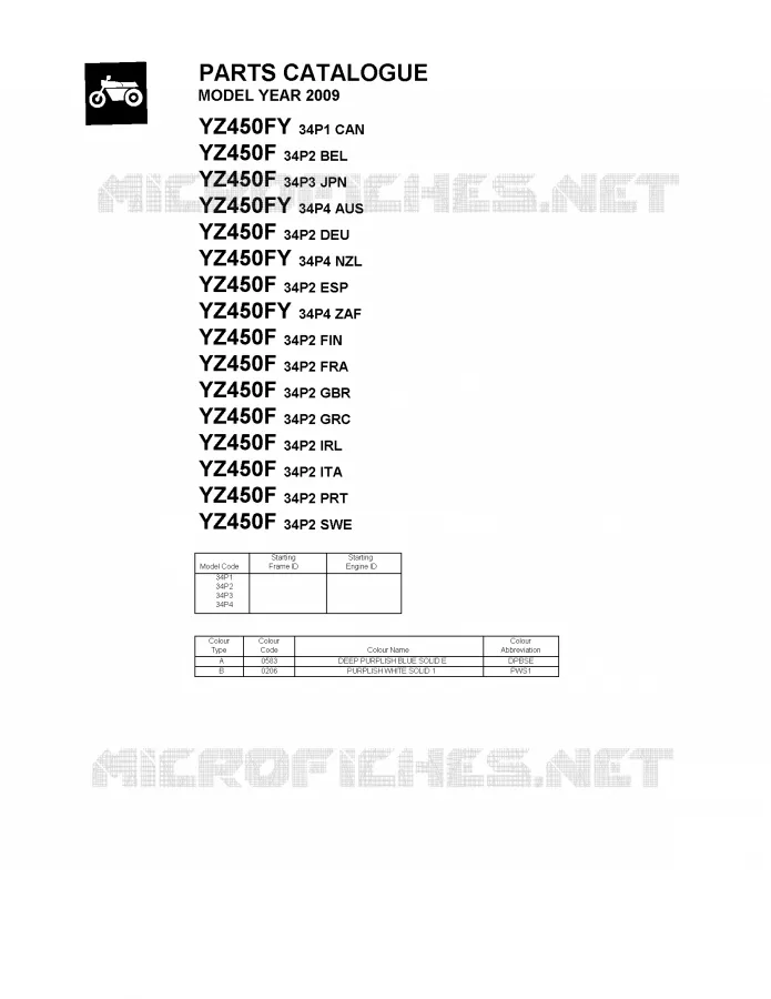 * CATALOG PREFACE * Yamaha MOTO 450 2009 YZF  YZ450F