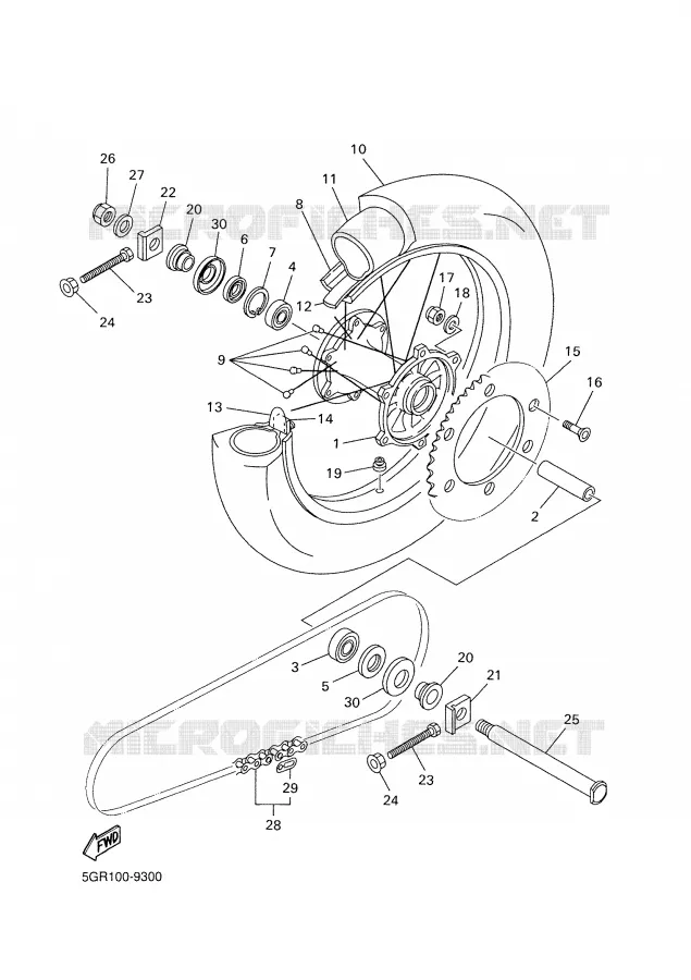 ACHTERWIEL Yamaha MOTO 450 2003 YZF  YZ450FR