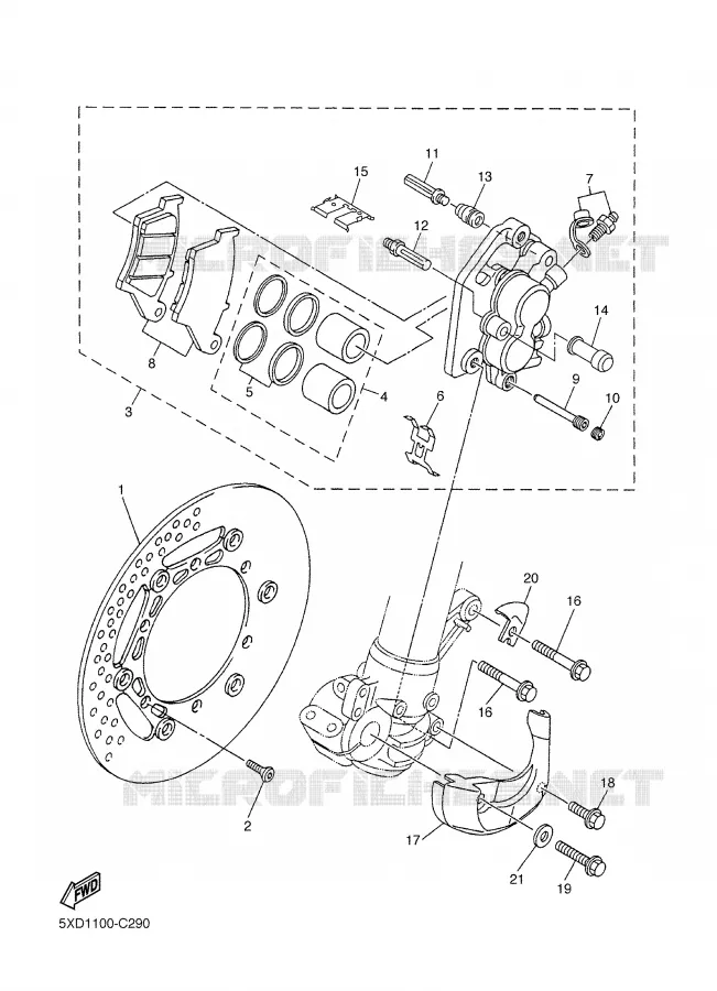REMKLAUW VOOR Yamaha MOTO 450 2004 YZF  YZ450FS