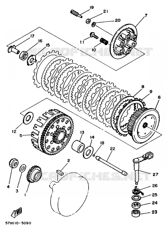 STARTMOTOR KOPPELINGS Yamaha MOTO 490 1987 YZ  YZ490