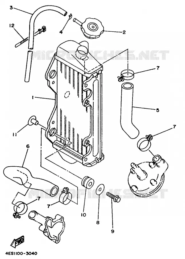 RADIATEUR / SLANG Yamaha MOTO 80 1998 YZ  YZ80LC