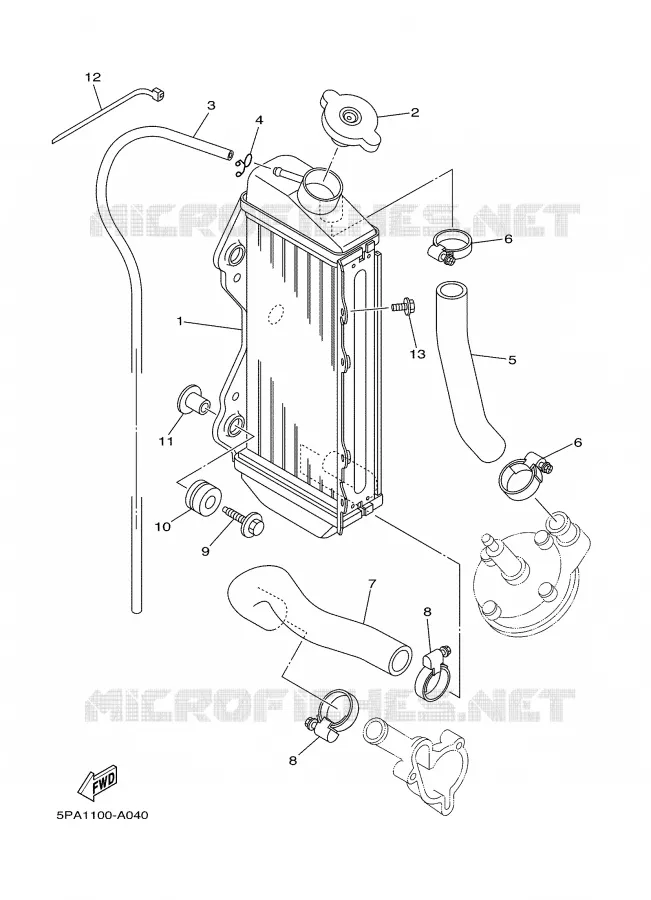 RADIATEUR / SLANG Yamaha MOTO 85 2003 YZ  YZ85