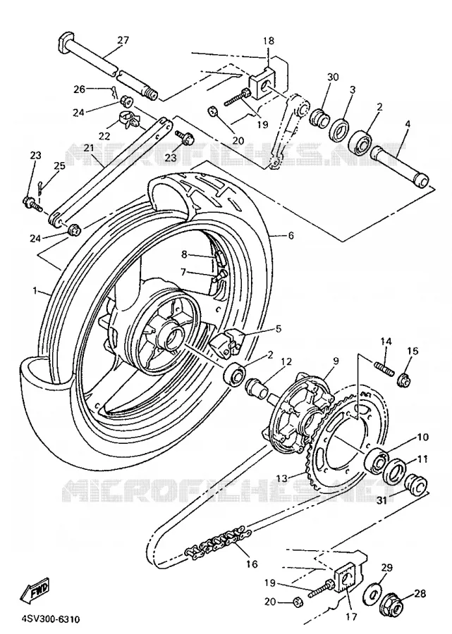 ACHTERWIEL Yamaha MOTO 1000 1996 THUNDERACE  YZF1000R