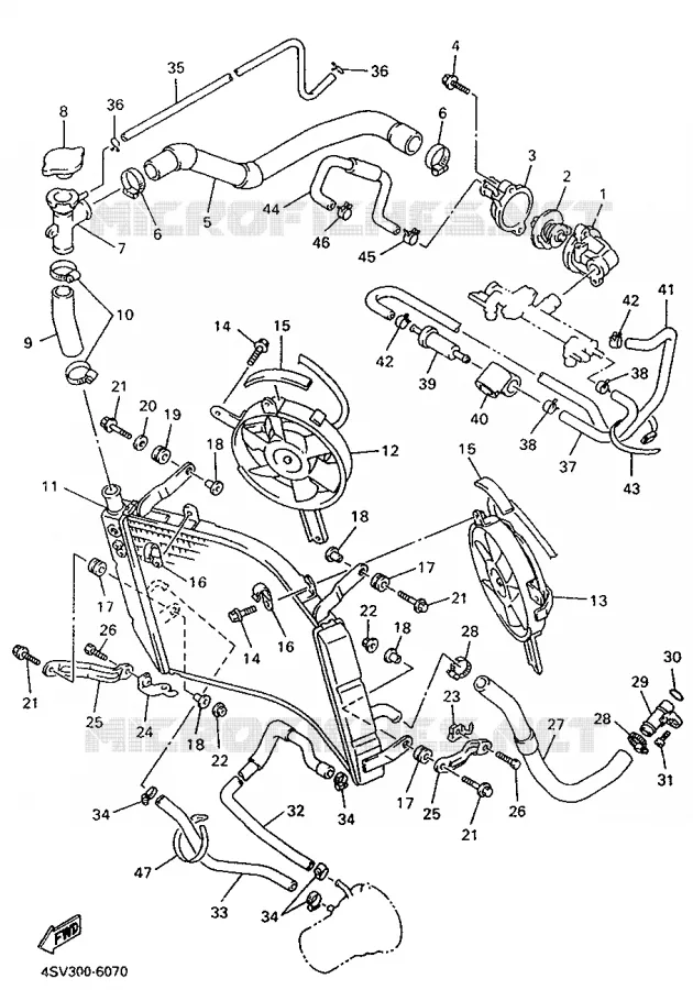 RADIATEUR / SLANG Yamaha MOTO 1000 1996 THUNDERACE  YZF1000R