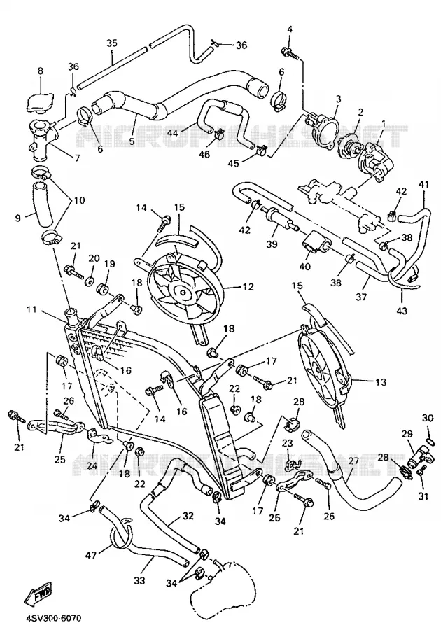 RADIATEUR / SLANG Yamaha MOTO 1000 1996 THUNDERACE  YZF1000R