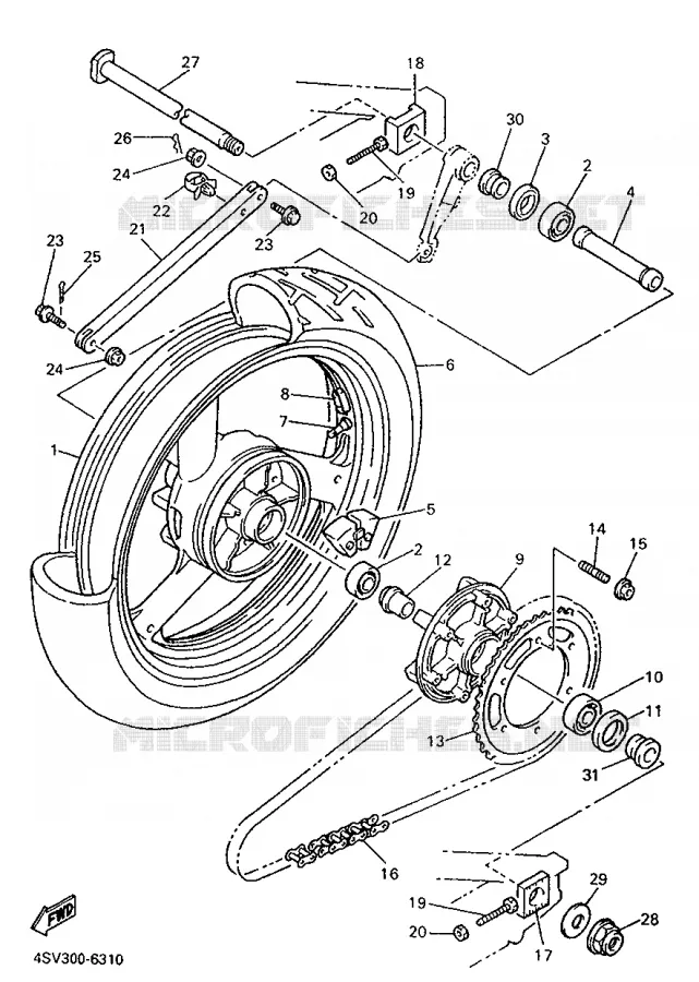 ACHTERWIEL Yamaha MOTO 1000 1998 THUNDERACE  YZF1000R