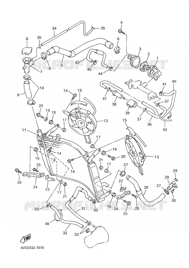 RADIATEUR / SLANG Yamaha MOTO 1000 2000 THUNDERACE  YZF1000R